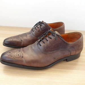 MAGNANNI Shoes Men Leather 10 Brown Oxford Brogues Two Tone Formal Vaughan SPAIN